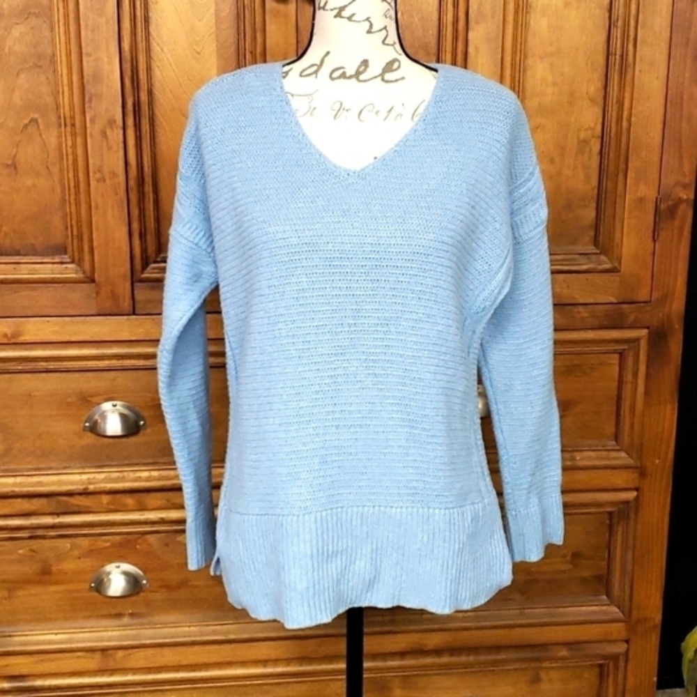 Pure Jill Sweater Cashmere Blend Smokey Blue Women's Size Small‎